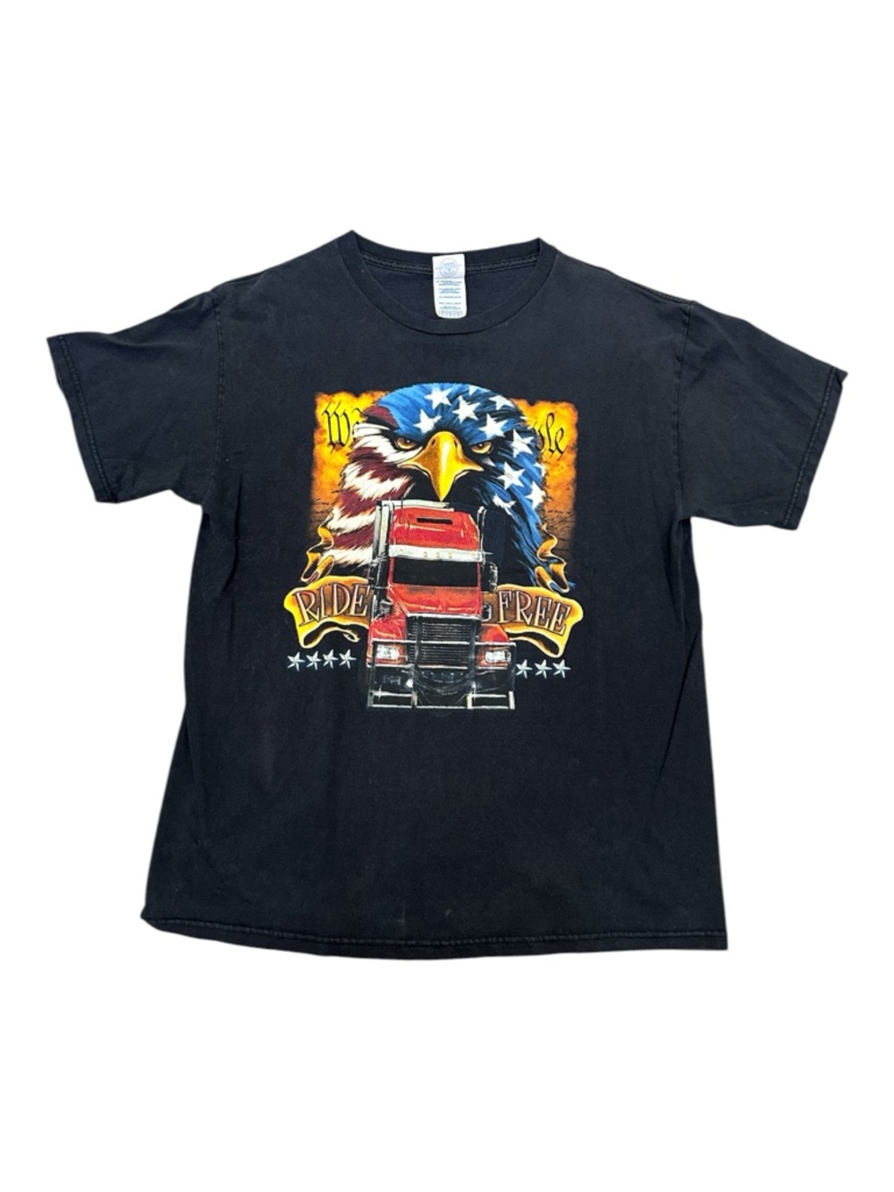 🔥🔥 Vintage Truckers Only Ride Free Eagle Graphic T-Shirt Size Large - EUC